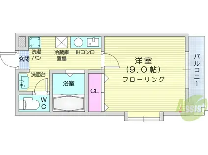 BLDクリエートⅠ(1K/3階)の間取り写真