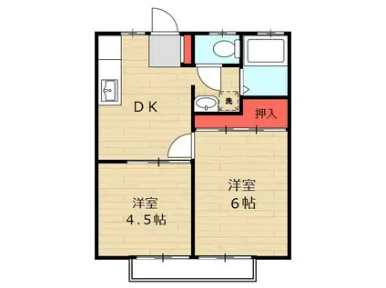 メゾン吉川(2DK/2階)の間取り写真