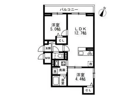 川口市戸塚2丁目PJ 共同(2LDK/3階)の間取り写真