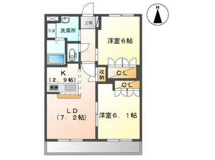 ローズガーデンK(2LDK/1階)の間取り写真