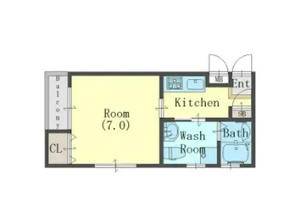 MIRAIE長田(1K/3階)の間取り写真