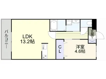 エスポワールMT四番館(1LDK/2階)の間取り写真