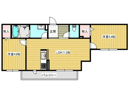 グランディール南平台A(2LDK/2階)の間取り写真