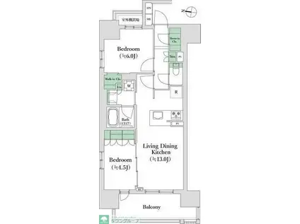 オープンレジデンシアTHE MID MARK(2LDK/8階)の間取り写真