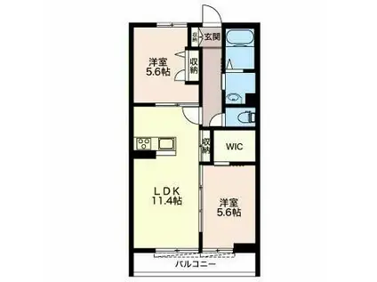 スペリアージュII(2LDK/2階)の間取り写真