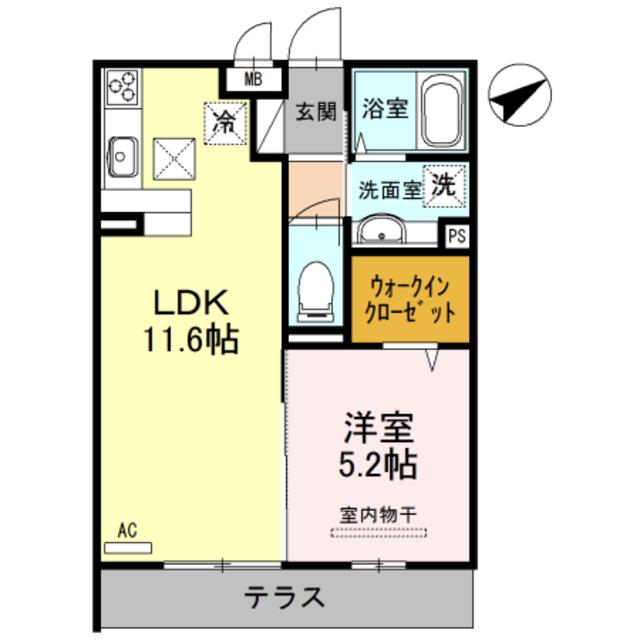 リヴェールII(1LDK/1階)の間取り写真