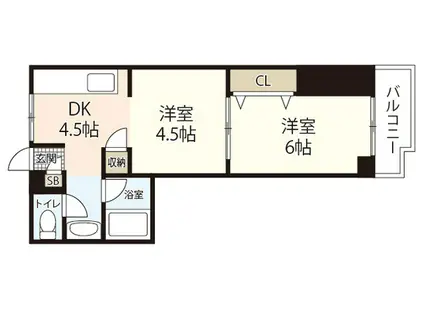 舟入安本ビル(2DK/5階)の間取り写真