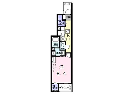 アンソレイエ(1K/1階)の間取り写真