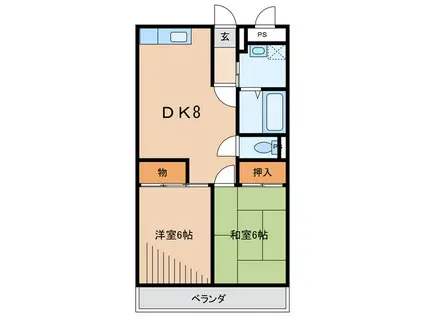 ルミネス壱番館(2DK/3階)の間取り写真