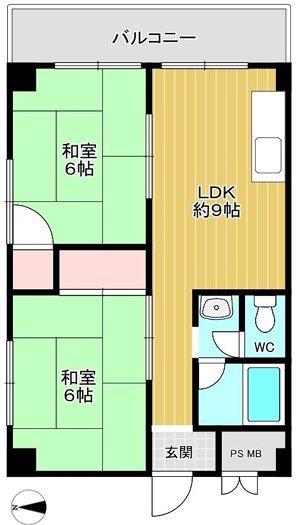 沼ハイツ(2DK/5階)の間取り写真