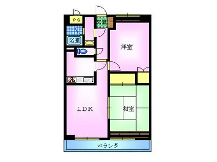 エスポワール大島(2LDK/2階)の間取り写真