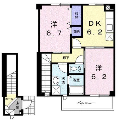 セトル上小泉(2DK/2階)の間取り写真
