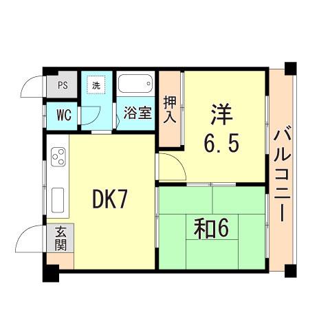 ベアコート塚口(2DK/3階)の間取り写真