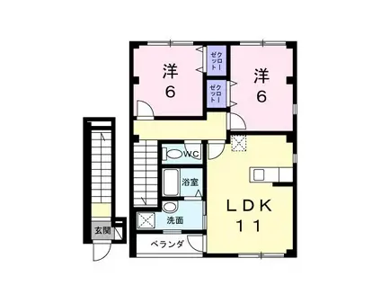 エル・シャローム輝(2LDK/2階)の間取り写真