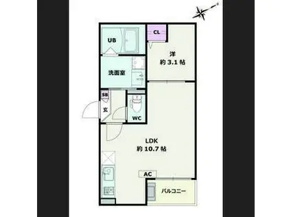 JACK WAKAMATSUI(1LDK/2階)の間取り写真