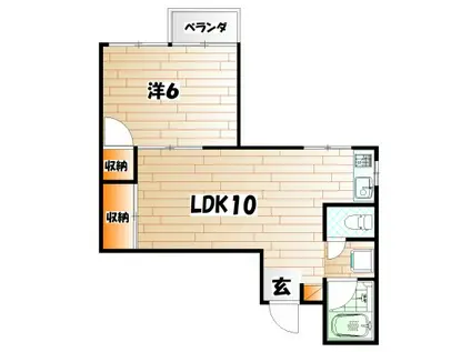 プレアール小芝(1LDK/3階)の間取り写真