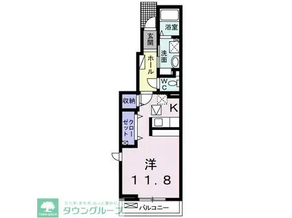 フランジパニ(ワンルーム/1階)の間取り写真