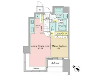 THE ROPPONGI TOKYO(1LDK/21階)の間取り写真