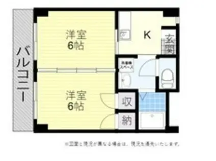 コーポ月ヶ平(2K/3階)の間取り写真