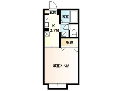 サニーハイツ(1K/2階)の間取り写真
