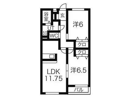 セゾン・ルミエール(2LDK/1階)の間取り写真