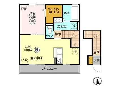 エトワールムーン(1LDK/1階)の間取り写真