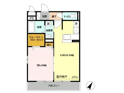 ロジワール(1LDK/1階)の間取り写真