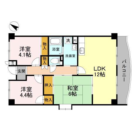 グランドハウスプラム(3LDK/1階)の間取り写真