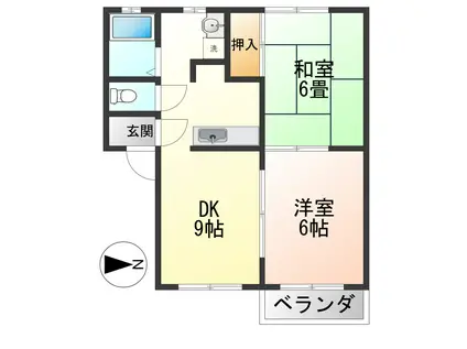 ローレルさくら(2DK/1階)の間取り写真