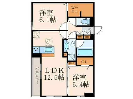 アトレ西折尾(2LDK/1階)の間取り写真