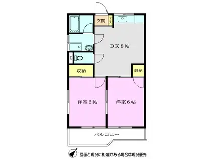 サンライズ志木(2DK/3階)の間取り写真