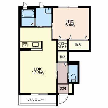 レゾナンス21 A(1LDK/1階)の間取り写真