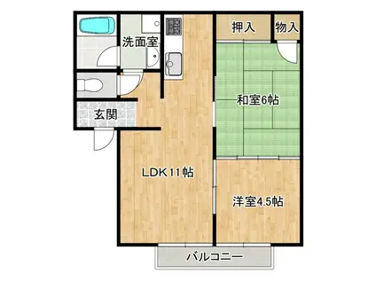 スマート森宮(2LDK/2階)の間取り写真