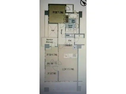 プラウド赤坂(3LDK/8階)の間取り写真