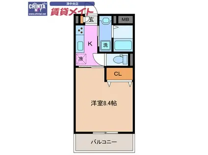 ファインテラス(1K/4階)の間取り写真