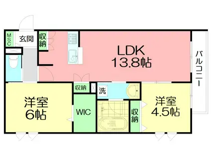 YS F RESIDENCE II(2LDK/1階)の間取り写真