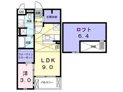 シャルマンフルール(1LDK/2階)の間取り写真