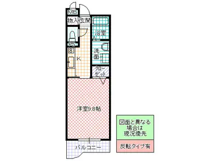 グランレイク サクラ(1K/3階)の間取り写真