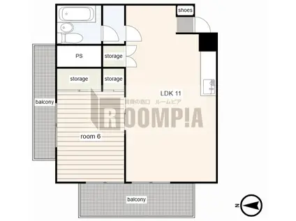 ロイヤルフラット(1LDK/6階)の間取り写真