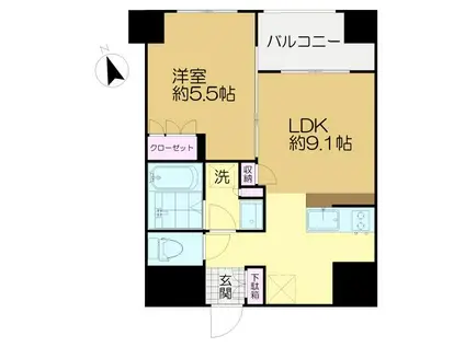 クレストコート世田谷松原 5F(1LDK/5階)の間取り写真