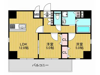 ボンヌ・サンテ枚方公園駅前(2LDK/4階)の間取り写真