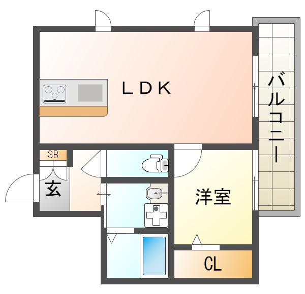 CREST垂水(1LDK/3階)の間取り写真