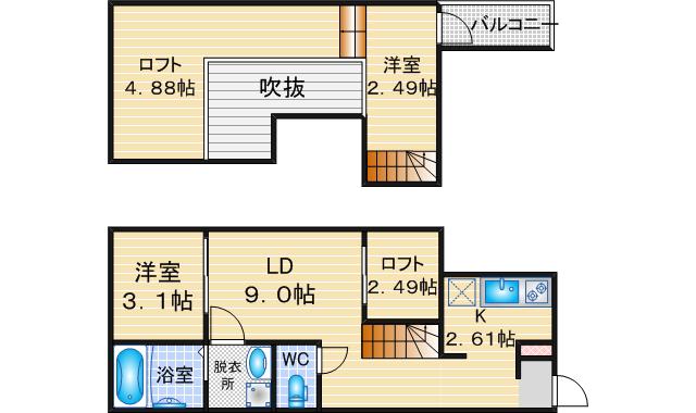 RADIANCE名城公園 S棟(ワンルーム/1階)の間取り写真
