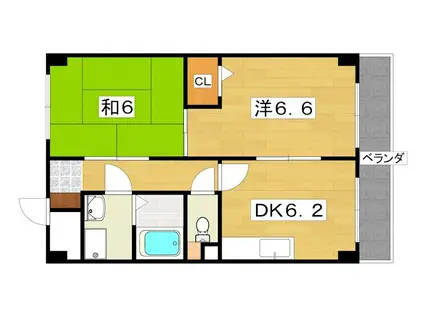 Mプラザ楠根 弐番館(2DK/4階)の間取り写真