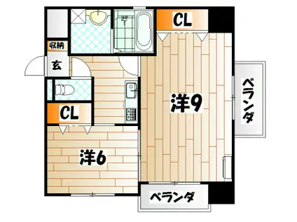 メゾンド・ファミーユ門司港(2K/6階)の間取り写真