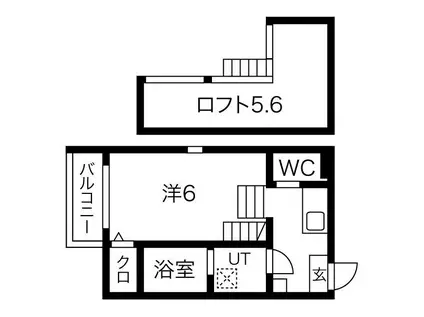 ハーモニーテラス川名町(1K/2階)の間取り写真
