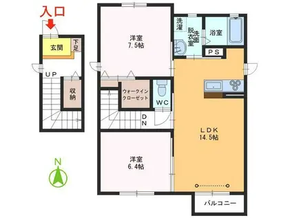 プロヌーブ・カルム(2LDK/2階)の間取り写真