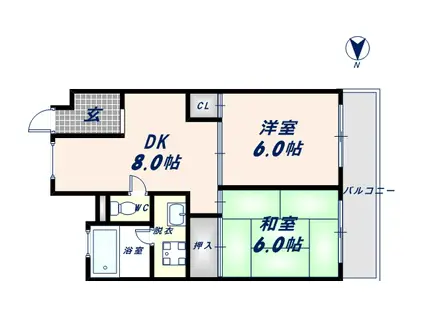 ソーラーハイツ(2DK/5階)の間取り写真