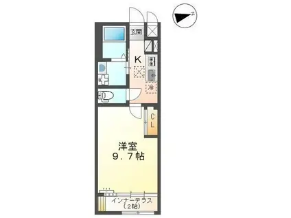 アリソン(1K/1階)の間取り写真