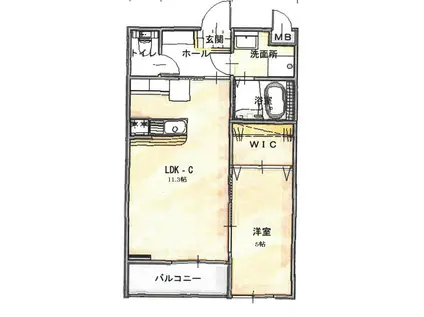 コートサイドA(1LDK/3階)の間取り写真